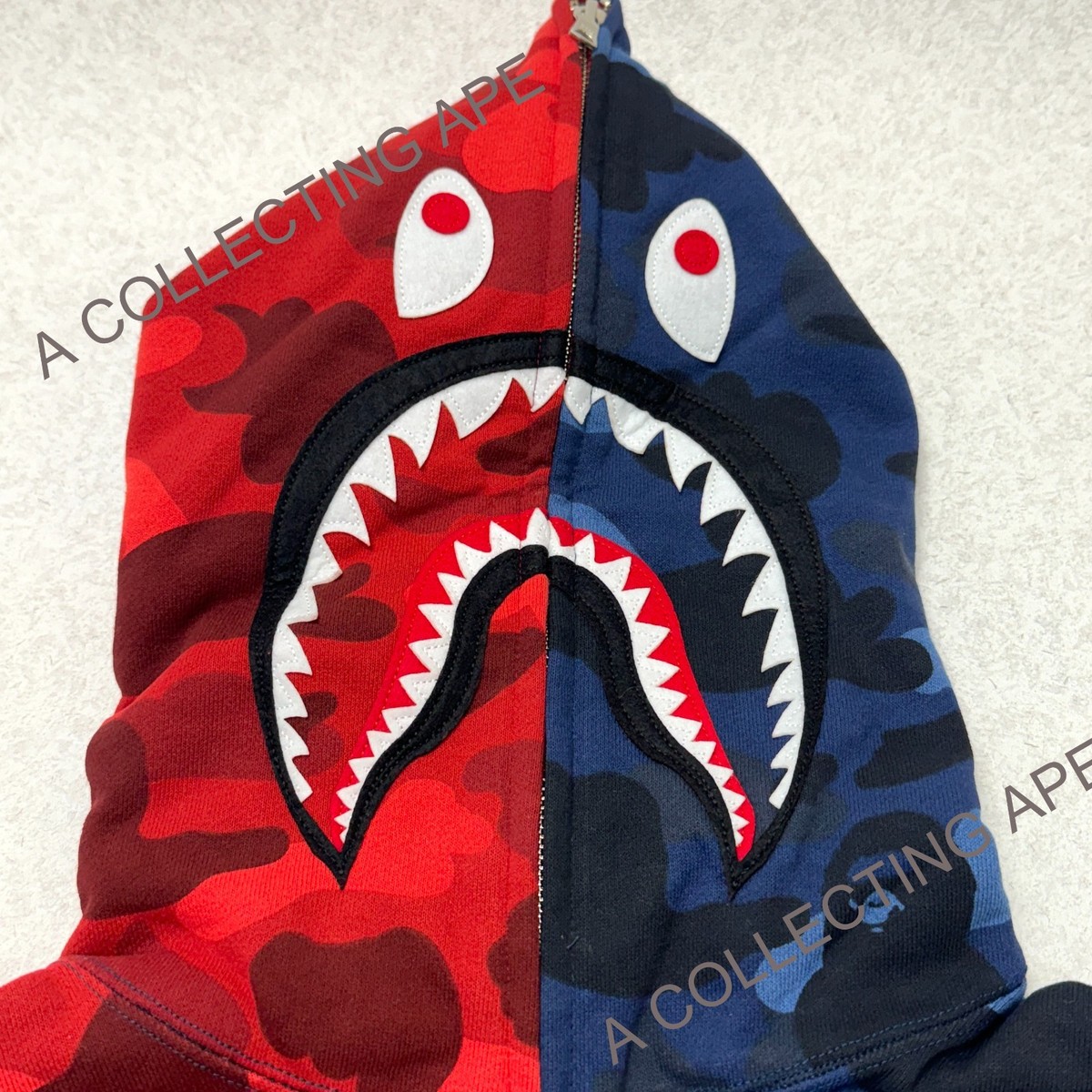 A BATHING APE BAPE Women's Color Camo Shark Full Zip Hoodie Red