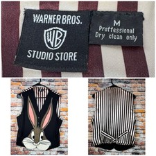 Vintage Warner Bros Studio Store Big Bugs Bunny Vest Satin Pinstrip Lining Med