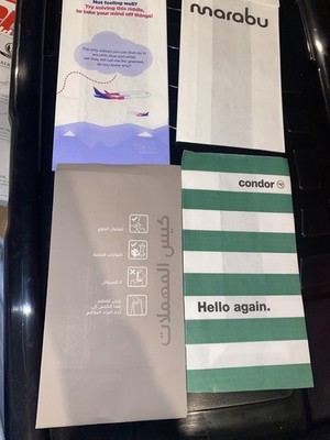 FLUGGESELLSCHAFT BARF KRANK TASCHEN UNBENUTZT REISESERVICE CONDOR EMIRATES MARABU WIZZ #138