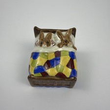 1975 Royal Doulton Bunnykins Sleepytime Bunnies In Bed Figurine DB 15 England