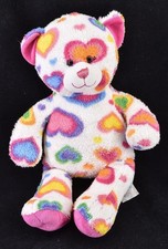 Build A Bear Rainbow Tie Dye Hearts 17 Inch White Bear Pink Feet