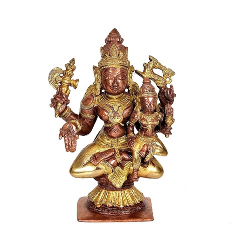Brass Shiv Parvati Idol For Temple Home Decoration High 7inch