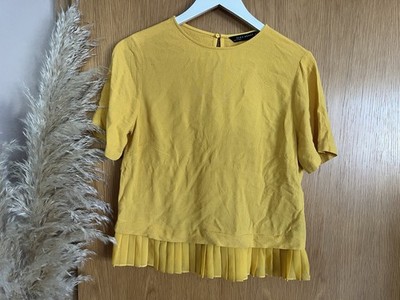Zara Woman ~ Damen Tunika Shirt ~ Gr. S M ~ Gelb ~ mit Plissee ~ Blusentop ~ Top