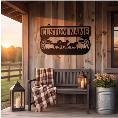 Custom Metal Wall Art, Horse Decor Farmhouse Sign, Personalized Equestrian Gift