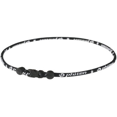 Phiten Classic Star Titanium Single Strand Necklace Black - 18 Inch