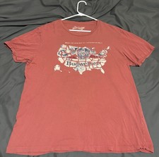 Budweiser Breweriana Men's Red T-Shirt Size L Made in USA