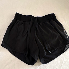 Lululemon Women s Black Mesh Running Shorts Drawstring Elastic Waist Pockets