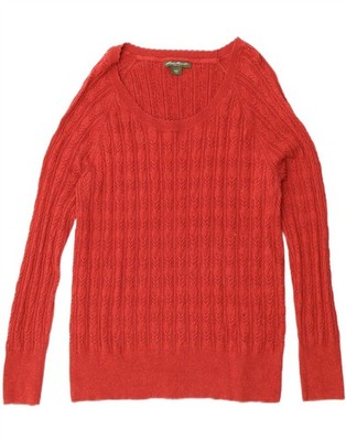 EDDIE BAUER Damen Pullover Pulli mit U-Boot-Ausschnitt UK 20 2XL rot Baumwolle QV06