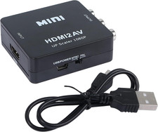 YACSEJAO HDMI to RCA Adapter, HDMI2AV, AV Converter with USB White