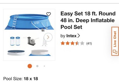 Intex Easy Set 18ft Round Inflatable Pool Set 48in Deep Blue