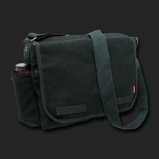 MILITARY BLACK ARMY HEAVYWEIGHT MESSENGER BAG BACKPACK