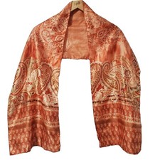 Vintage Polyester Scarf Light Cream/Orange Color Made In Italy