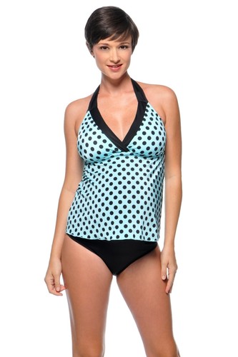 Women's Dotted Oversized Tankini Swimsuit Top LASCANA Navy