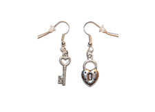 Sexy Lock and Key, Hotwife, Cuckold, Chastity Locked Earrings Ear Rings Style 1