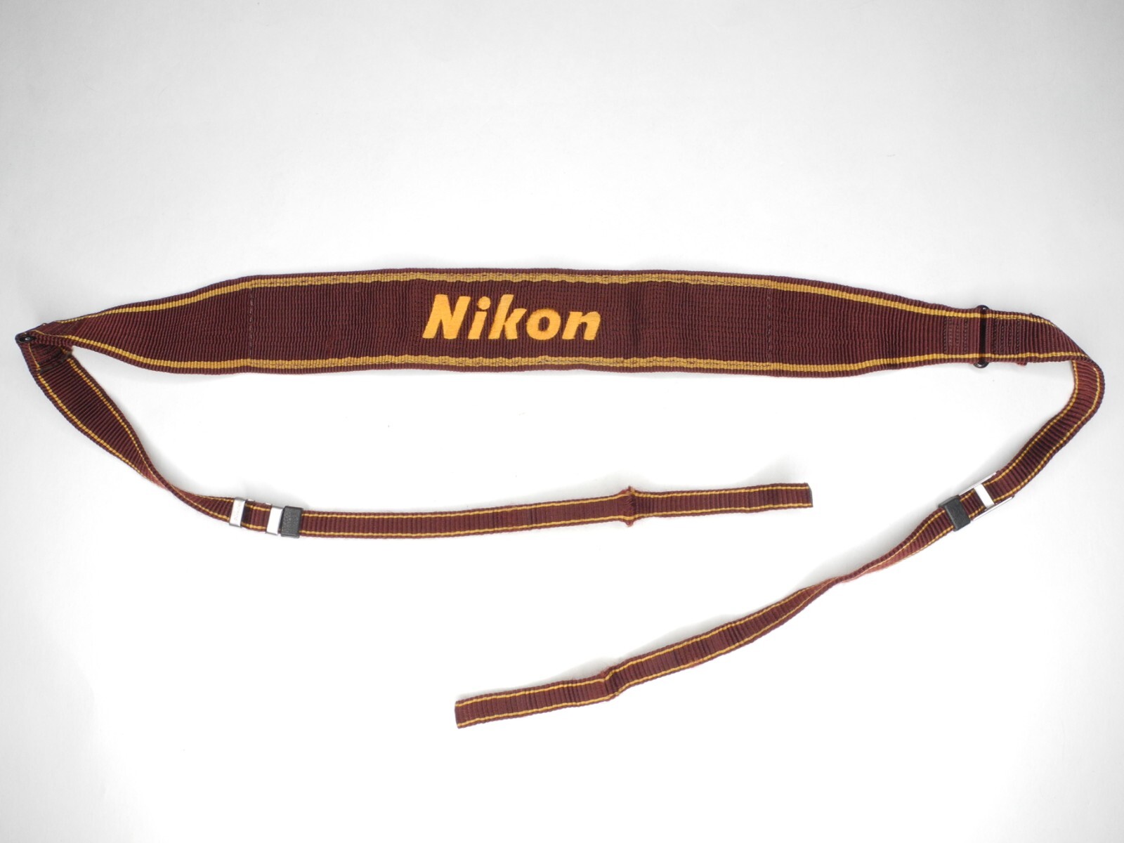Nikon AN-6W Maroon / Yellow Genuine Camera Neck Strap w/ Engraved Metal Buckles