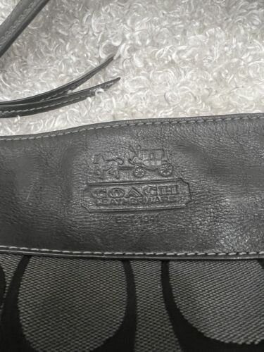 Coach Zoe Signature Hobo Shoulder Bag Purse Black Leather and Jacquard 12674 - Picture 8 of 15