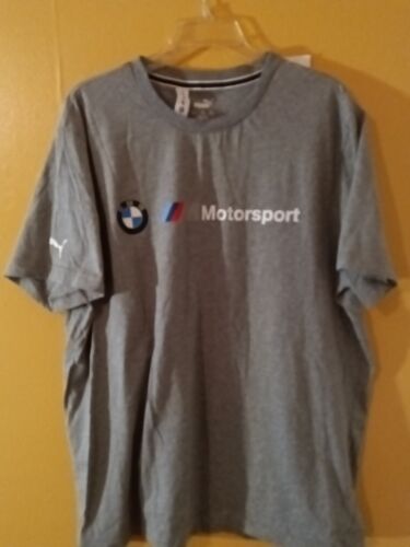 MEN'S PUMA BMW MOTORSPORTS ESSENTIAL LOGO GRAY 2XL SHORT SLEEVE TSHIRT COTTONš„