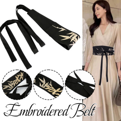 Satin Kimono Belt Women Satin Embroidered Corset Belt Waistband Japanese Obi  main image 4
