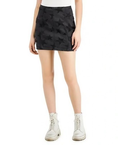 Tinseltown Tonal Stars Zipper Back Denim Women's Mini Skirt L NWT Black Wash - Bild 3 von 3