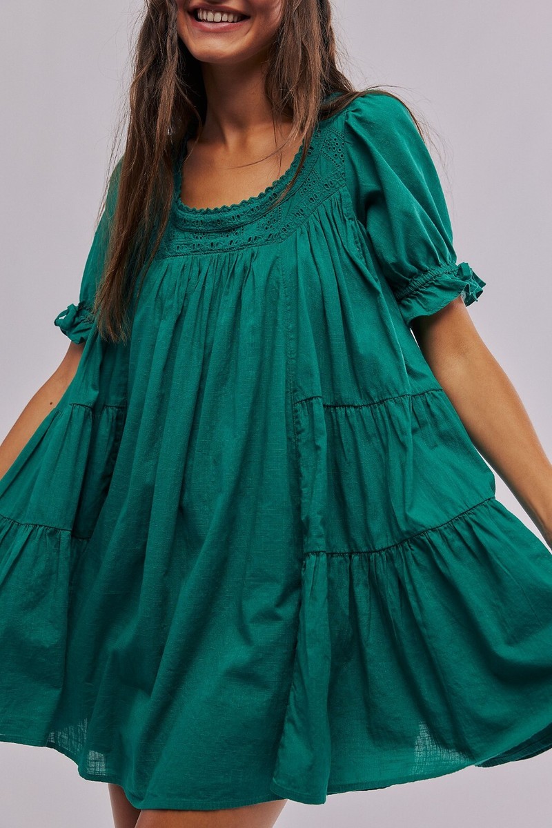 Free People Sandy Shores Babydoll Mini Dress S 6 Women's Casual Short NEW 39034 Free People Sandy Shores Babydoll Mini Dress S 6 Women's Casual Short NEW 39034