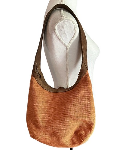 Tommy Bahama Handtasche orange Canvas Hobo Wildleder Riemen Strand Frühling Sommer - Bild 3 von 8