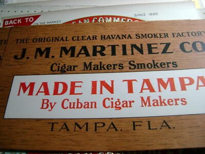 J.M.MARTINEZ-MADE IN TAMPA-VINTAGE-INNER CIGAR BOX -LABEL -