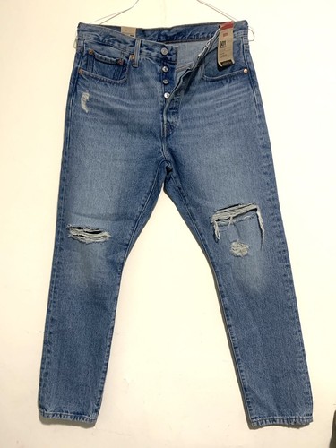 Neu Levi's 501 S Skinny High Rise Distressed blaue Damenjeans Größe 30 x 28