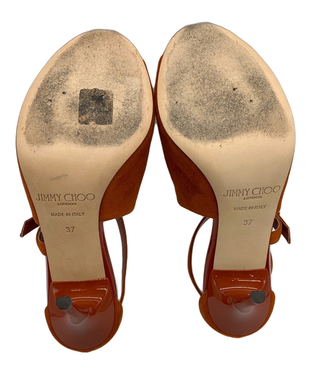 Jimmy Choo Size 37 Women's Open Toe Suede Sandals in Orange