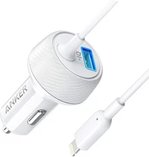Anker PowerDrive 2 Elite Car Charger 24W 2-Port w/ 3ft Built-in Cable for iPhone
