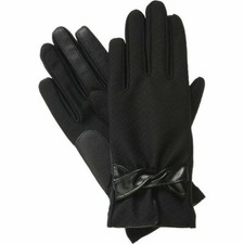 ISOTONER Black Dobby Stretch Faux Leather smarTouch Lined Womens Gloves XL