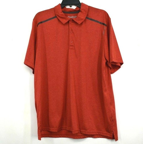 Reebok Herren rot sportlich Polo Golf Shirt kurzärmelig geteilter Saum Größe L