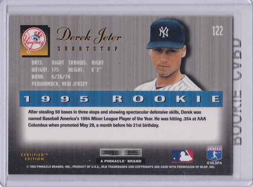 DEREK Jeter RC Select Certified ROOKIE Card YANKEES BASEBALL #2 New York SS - Picture 2 of 2
