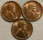 1944-S 1945-S 1950-S Three Uncirculated S Mint Wheat Pennies