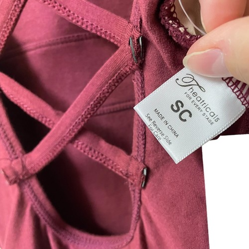 Teatros Niñas Camisa de Algodón Forrada de Baile Leotardo Borgoña Niño Pequeño Nuevo - Imagen 4 de 6