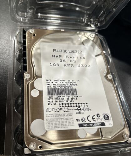 Fujitsu MAP3367NC Map Series 36GB 10K Ultra 320 SCSI/SCA2/LVD Drive New Old Stck - Picture 2 of 9