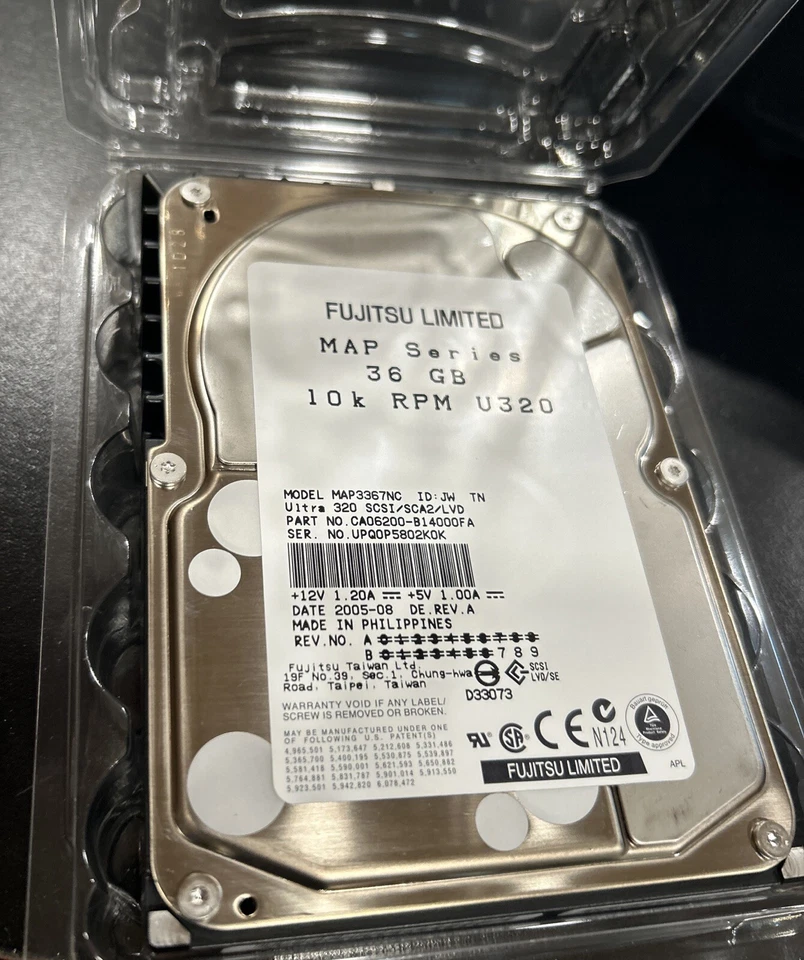 Fujitsu MAP3367NC Map Series 36GB 10K Ultra 320 SCSI/SCA2/LVD Drive New Old Stck - Image 2 of 4