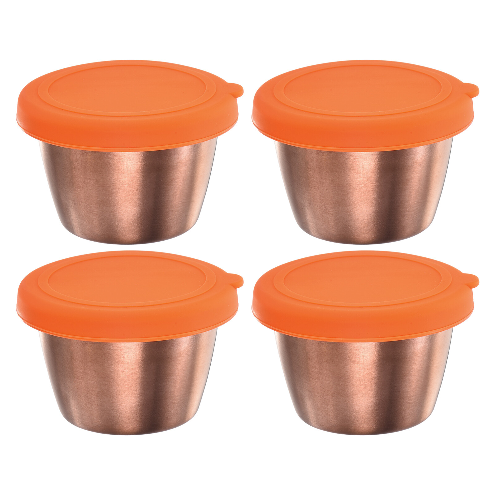 4pcs Salad Dressing Container, 2.4oz Stainless Steel Condiment Cup, Orange