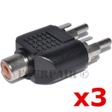 3 Pack - RCA Female Jack to Dual RCA Male Plugs Y Splitter Audio Cable Adapter