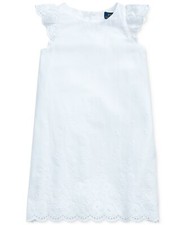 Polo Ralph Lauren Eyelet Cotton White Voile Dress L103242 Size 5