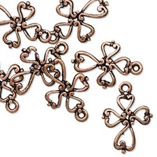 Cross Charms For Jewelry Making Antiqued Copper Jesus Jewelry Lot of 20