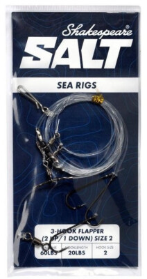 Shakespeare SALT 3 Hook Flapper 2 Up 1 Down Sea Fishing Size 2 Cod ...