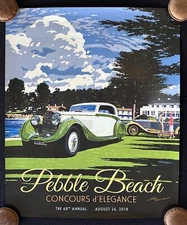 SIGNED 2018 Pebble Beach Concours Poster ROLLS-ROYCE Raj LAYZELL EXC