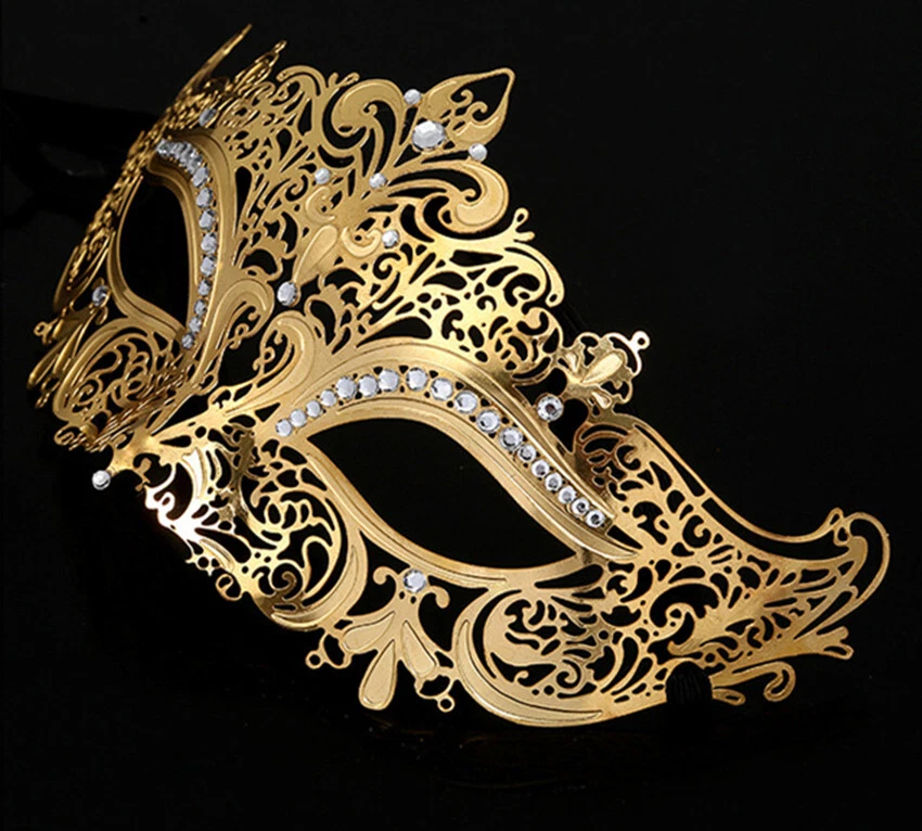 SN-A1-2 Men Women Masquerade Eye-Mask Venetian Costume Party Accessories Gold - Image 3 of 4
