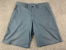 Lululemon Mens Flat Front Cotton Blend Casual Chino Shorts Size 36 Graysh Blue