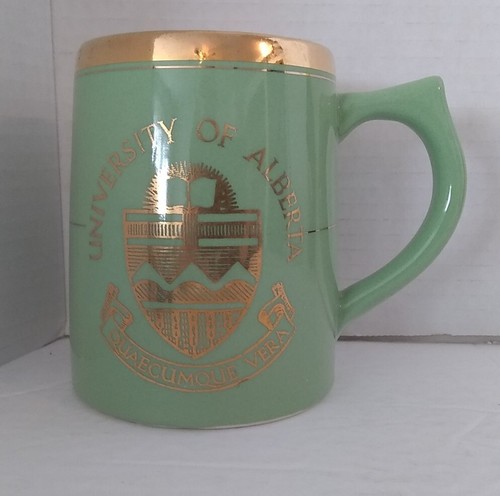 University Of Alberta Vintage Coffee Mug Cup 22kt Gold Accents VG Used No Chips - Picture 2 of 9