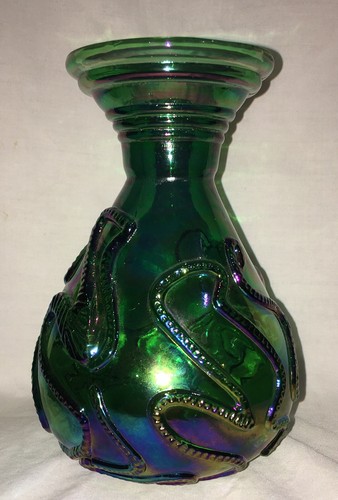 Vintage Silvestri Mouth Blown Art Glass Iridescent Carnival Vase Decanter - Picture 4 of 9