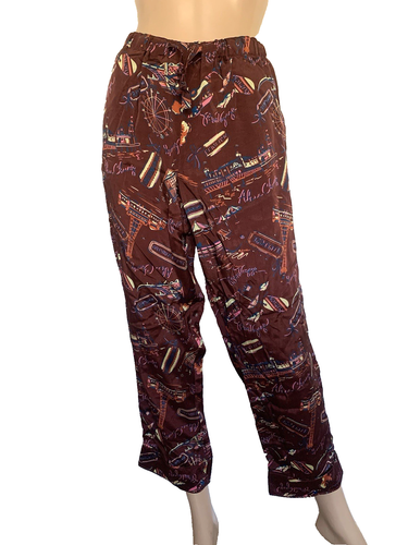 ALEXA CHUNG Burgundy Satin Twill Printed Straight Cropped Trousers UK 8 US 4 NEW - Picture 5 of 24