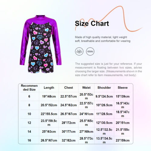 Kids Girls Unitard Gym Swimsuit Ballet Jumpsuit Shiny Activewear Running Dance - Picture 20 of 48