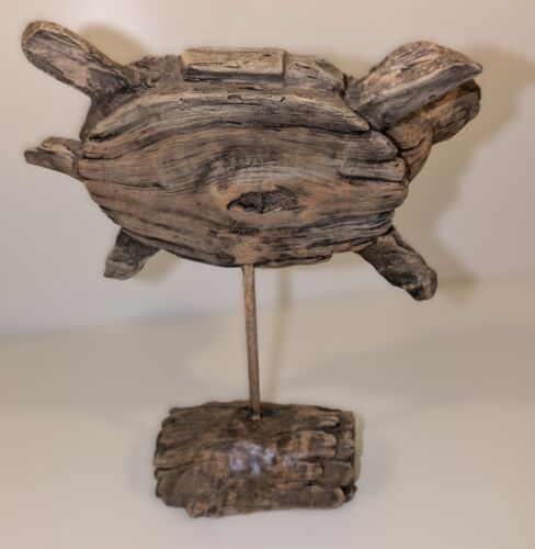 Sea Turtle Driftwood Sculpture Faux Wood Coastal Beach Inspired Decor -11” tall - Picture 5 of 12