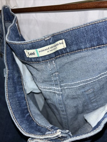 Mom Jeans Lee Relaxed Straight Leg Blue Jeans Women’s SZ 14 - Picture 2 of 9